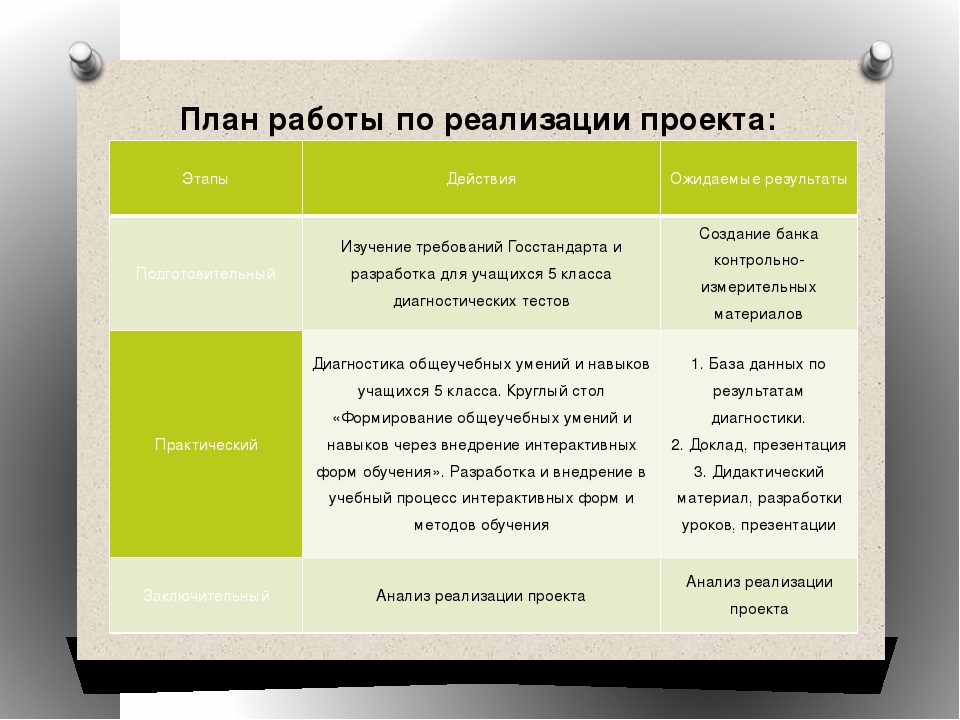 Предметные результаты проекта